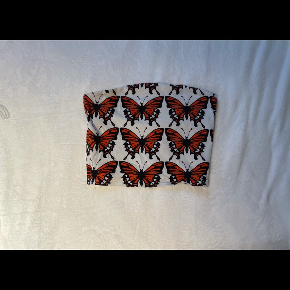 Urban Outfitters Butterfly strapless crop top